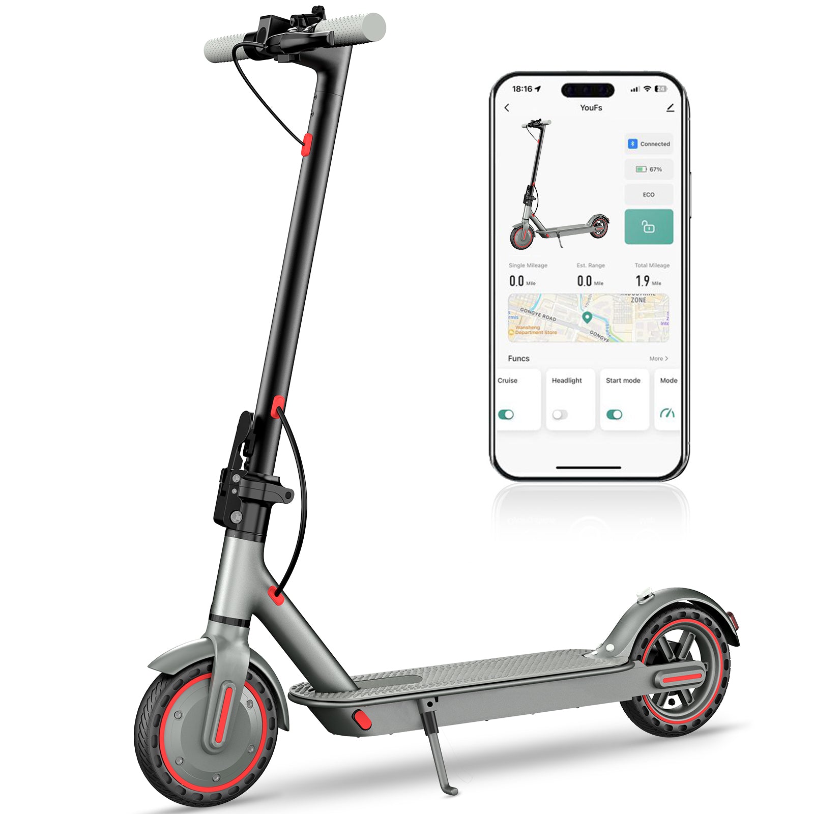 D8 Pro trottinette électrique 350W avec guidon et écran LED intégré, connectée smartphone avec E-VELO