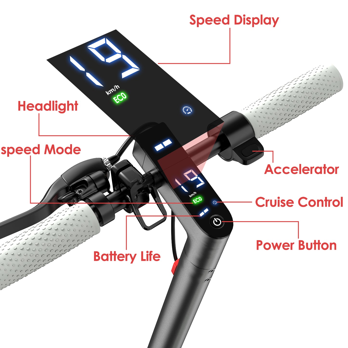 Trottinette D8 PRO avec compteur digital LCD integré