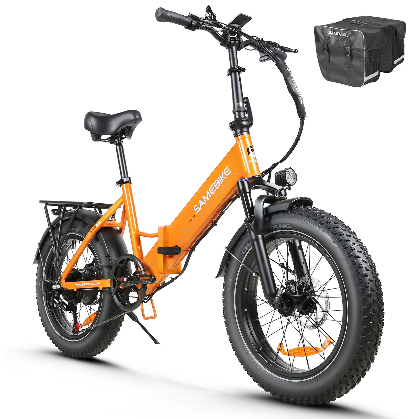 SAMEBIKE LOTDM200 orange vélo électrique fat bike pliable vue de coté droit E-VELO