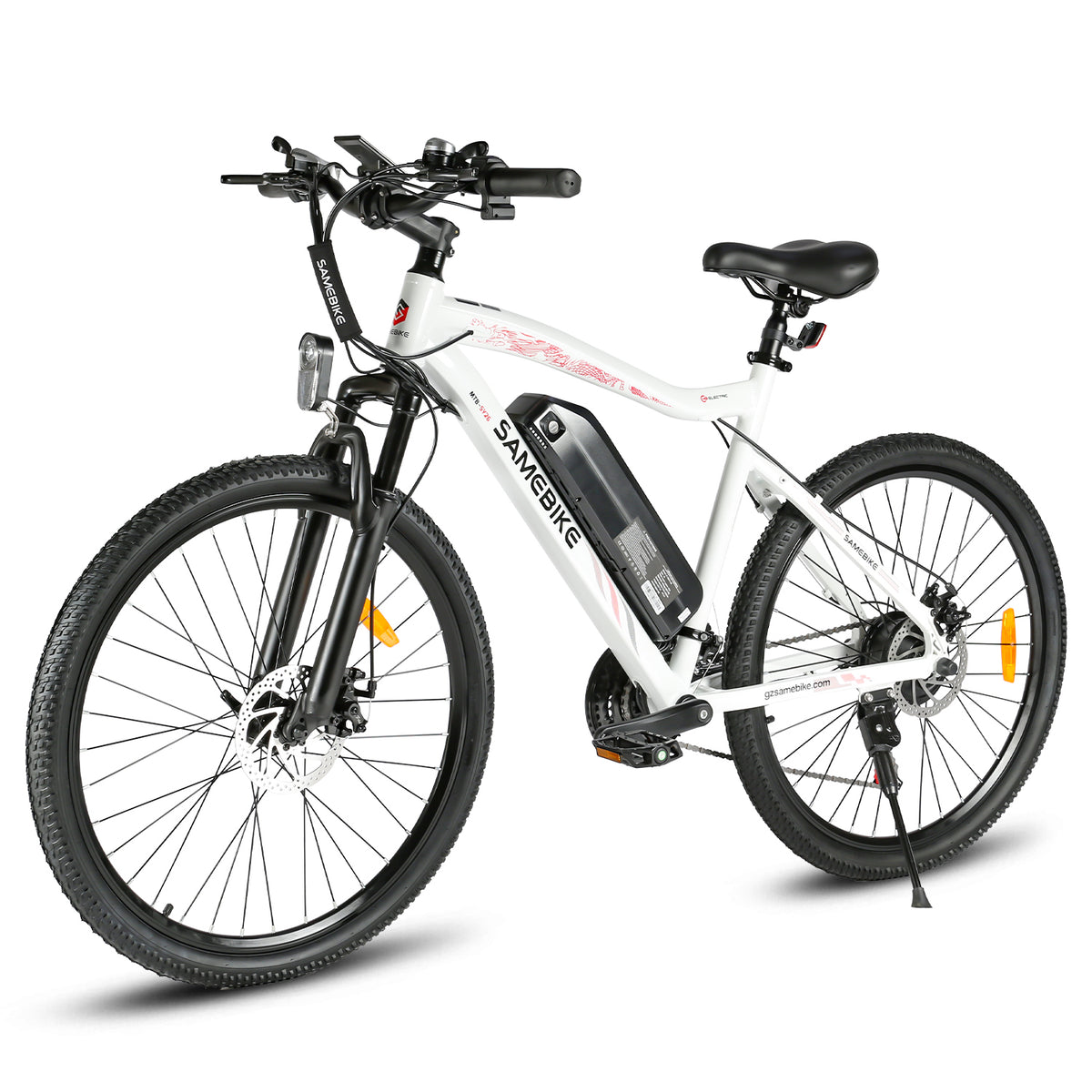 VTT électrique SAMEBIKE SY26-II blanc autonomie jusqu’à 70 km sur béquille  E-VELO