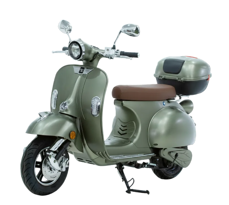Scooter électrique rétro style Vespa 1200W – 60V 20Ah – 45 km/h vue de coté gauche
