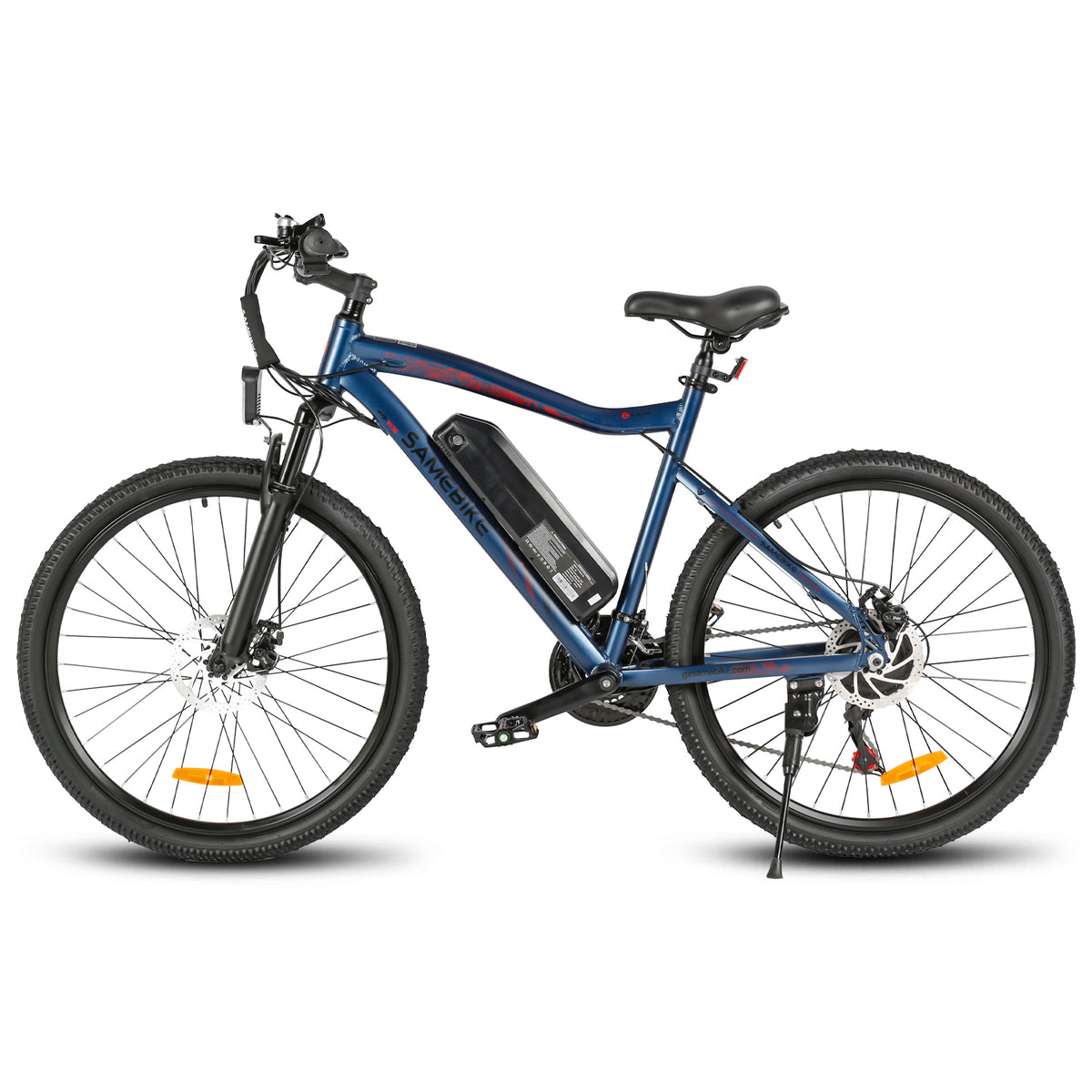 VTT électrique SAMEBIKE SY26-II bleu 7 vitesses de profil gauche E-VELO