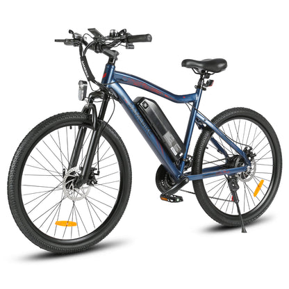 VTT électrique SAMEBIKE SY26-II bleu avec compteur couleur vue de coté gauche E-VELO
