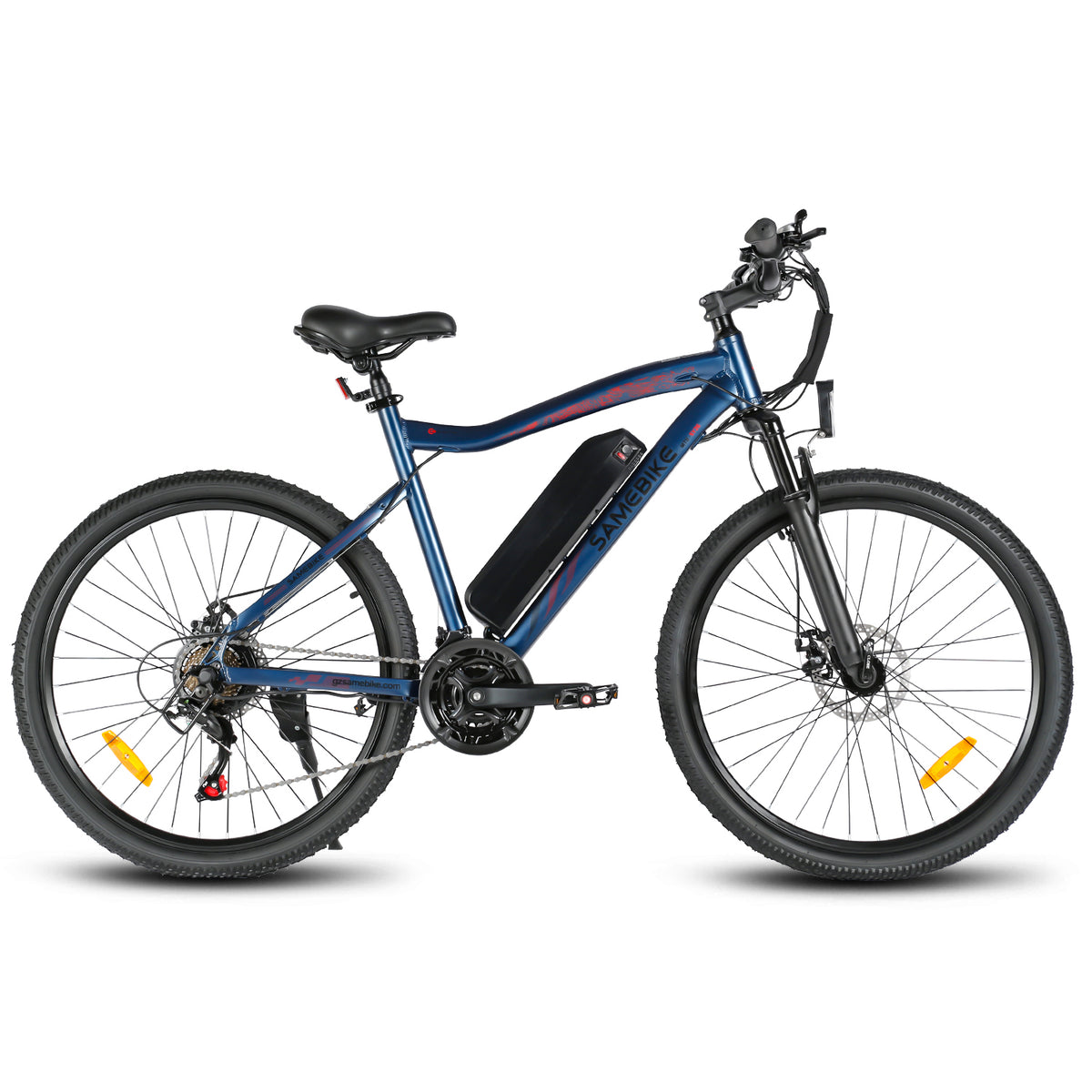 Vélo électrique SAMEBIKE bleu 500W vue de profil droit E-VELO