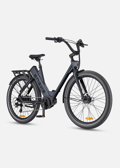 Vélo électrique urbain ENGWE P275 ST noir, moteur central 250W, autonomie 260 km vue de coté droit