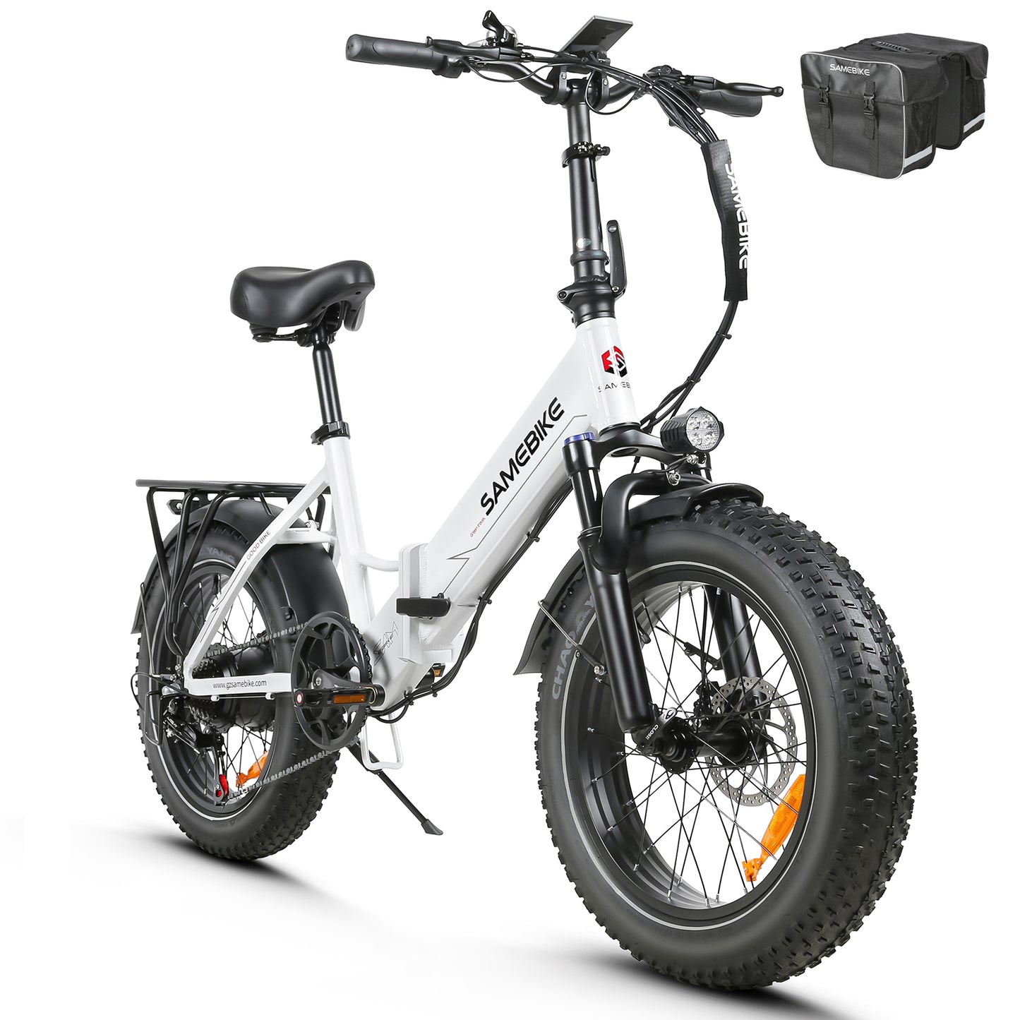 SAMEBIKE LOTDM200 blanc vélo électrique fat bike pliable vue de coté droit E-VELO