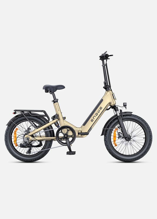 Vélo électrique ENGWE L20 3.0 Boost champagne 250W suspension intégrale vue de profil droit