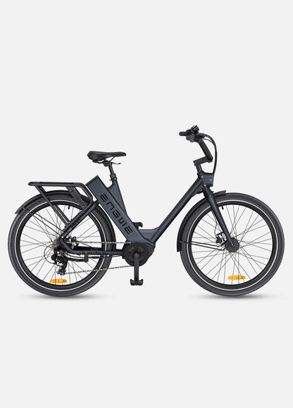 Vélo électrique urbain ENGWE P275 ST noir, moteur central 250W, autonomie 260 km vue de profil droit