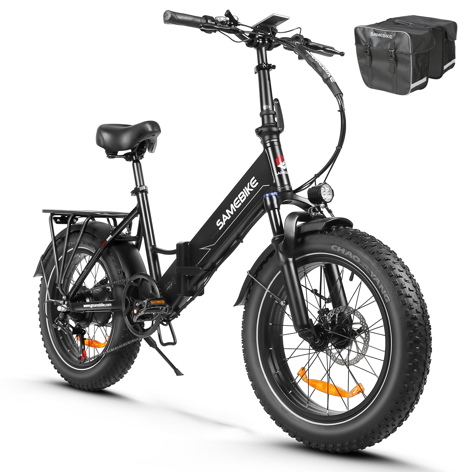 SAMEBIKE LOTDM200 noir vélo électrique fat bike pliable vue de coté droit E-VELO
