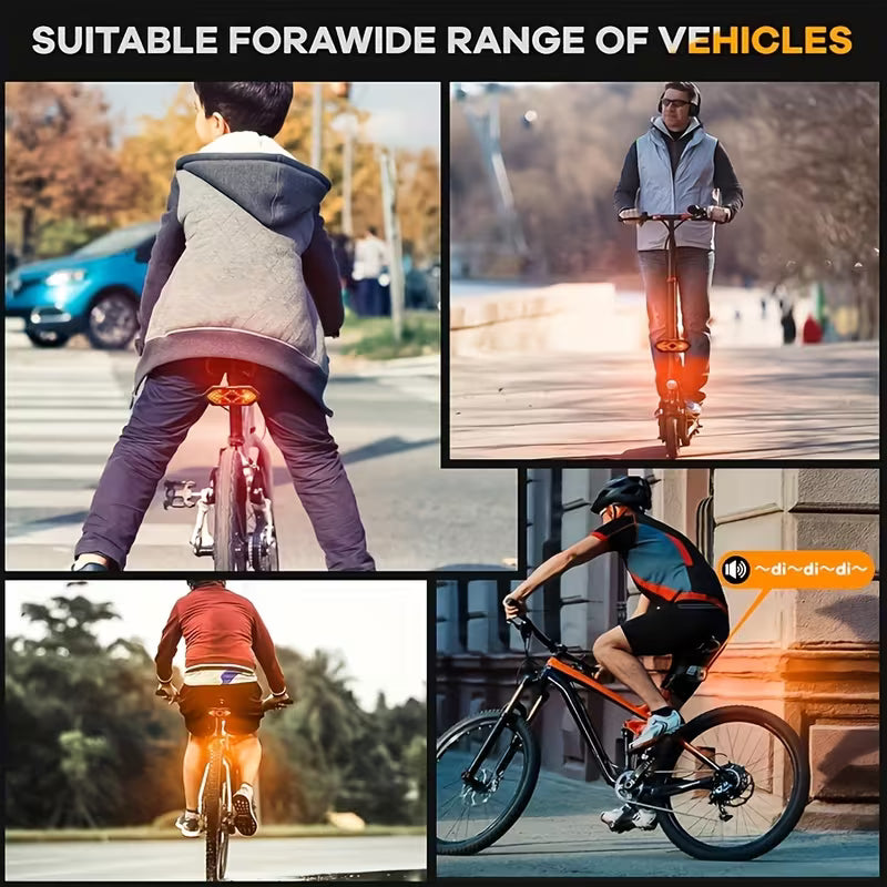 Feu Arrière Vélo Électrique avec Clignotants et Télécommande