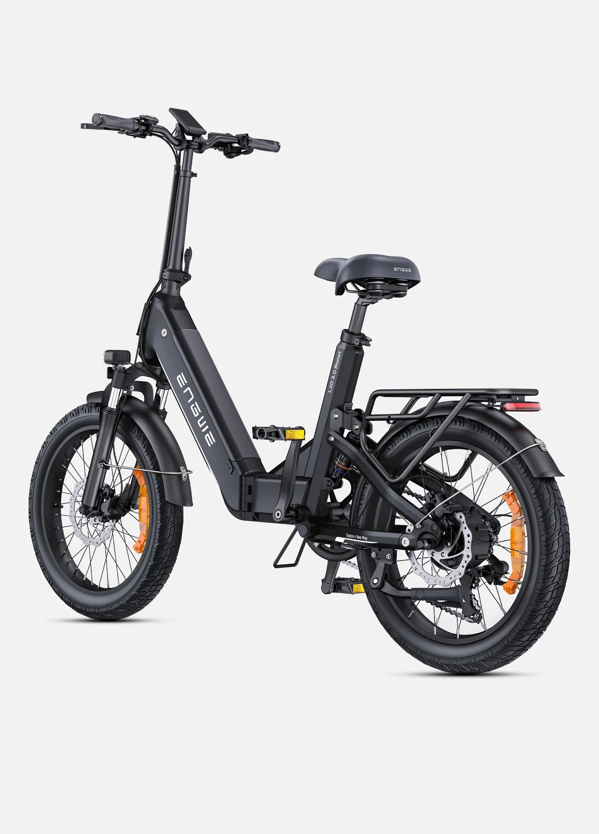 ENGWE L20 3.0 Boost noir cadre ouvert pliable ville tout terrain vue arrière de coté gauche