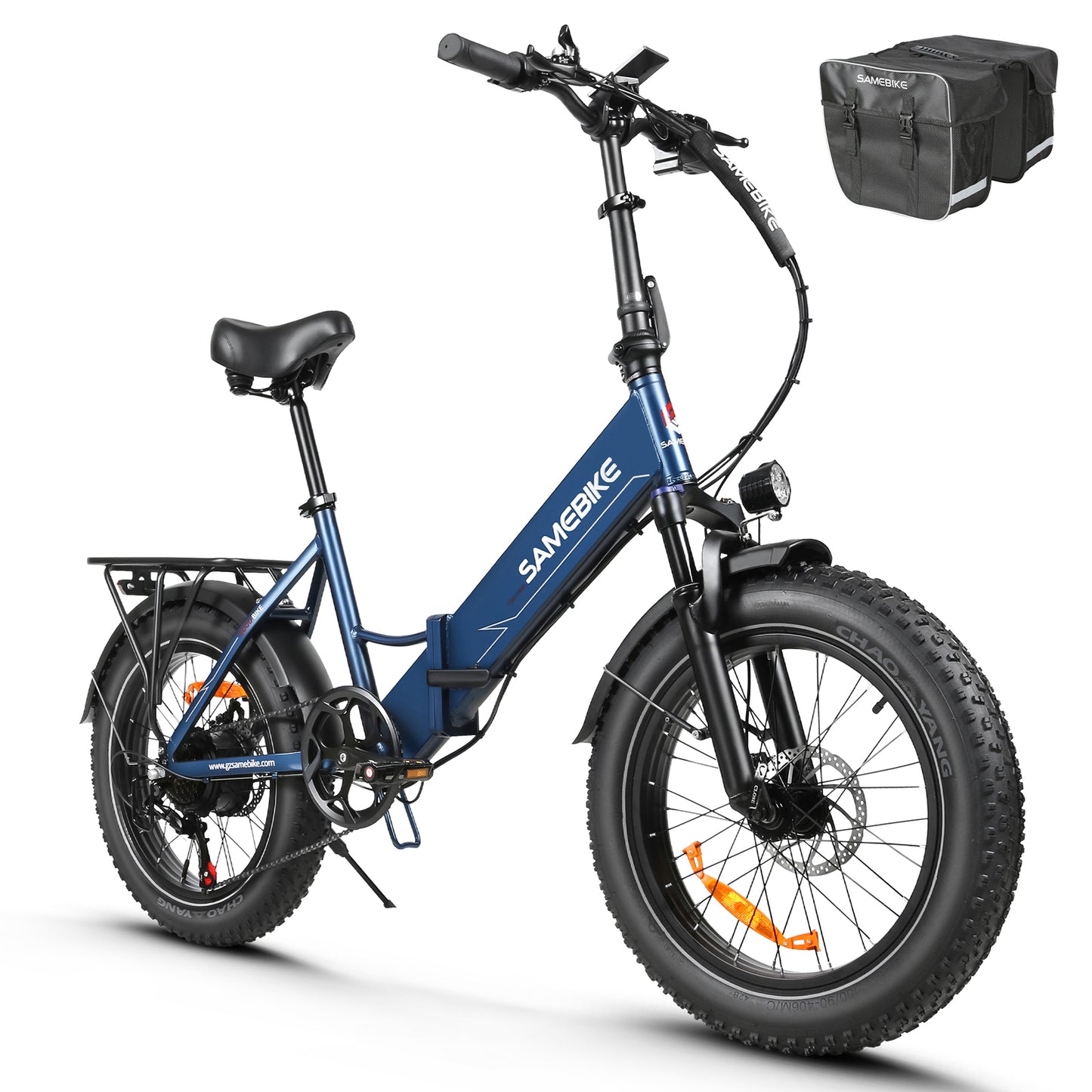 SAMEBIKE LOTDM200 blue navy vélo électrique fat bike pliable vue de coté droit E-VELO