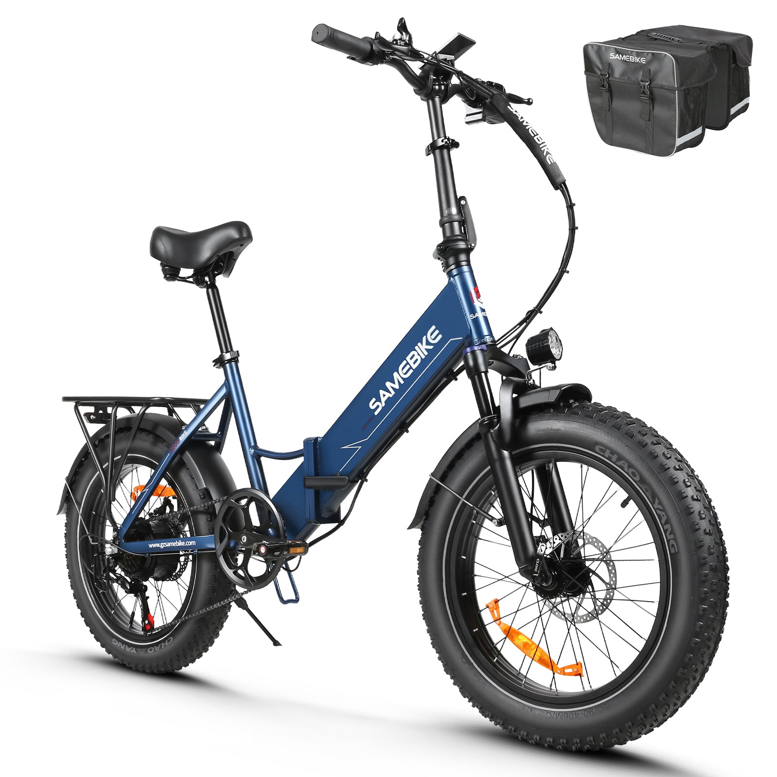 SAMEBIKE LOTDM200 blue navy vélo électrique fat bike pliable vue de coté droit E-VELO