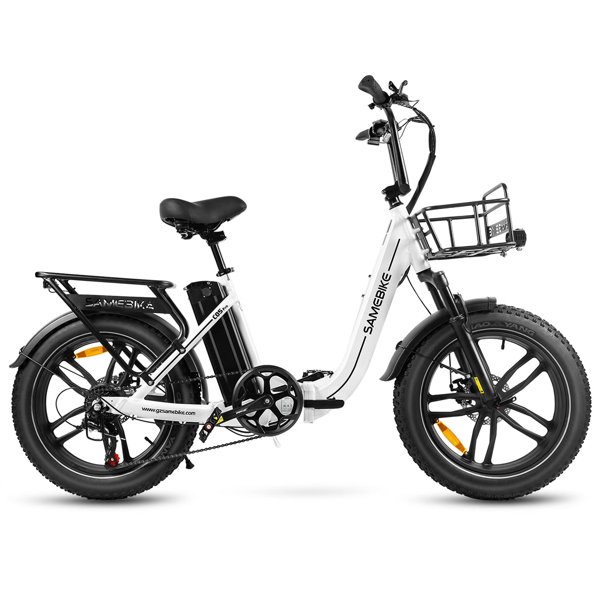 SAMEBIKE C05 blanc Pro vue côté droit vélo électrique pliant E-VELO
