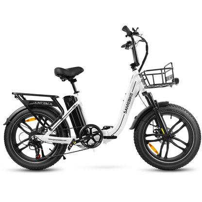 SAMEBIKE C05 blanc Pro vue côté droit vélo électrique pliant E-VELO