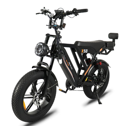 VOMO X50 sur béquille vue de coté gauche E-VELO