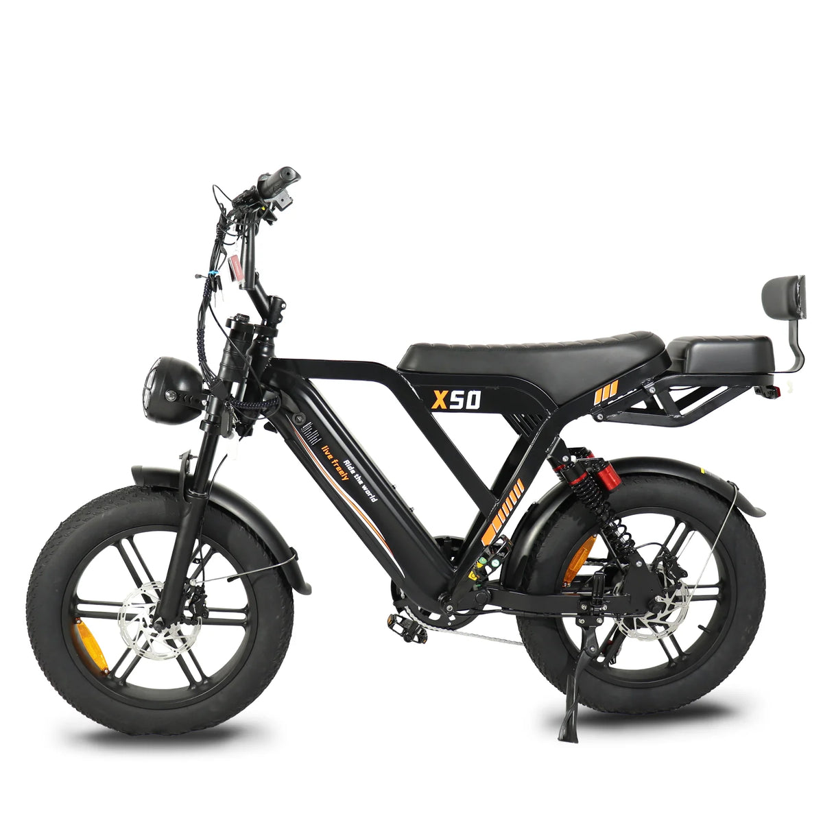 Fatbike VOMO X50 avec siège passager vue de profil gauche E-VELO
