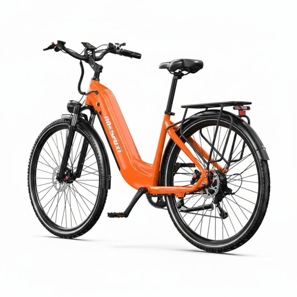 ONESPORT OT05 PRO orange vue arrière de coté gauche E-VELO