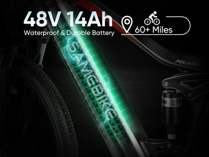 Batterie lithium-ion 48V 14Ah autonomie 110 km SAMEBIKE XD26-II