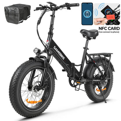 SAMEBIKE LOTDM200 noir vélo électrique fat bike pliable vue de coté gauche E-VELO