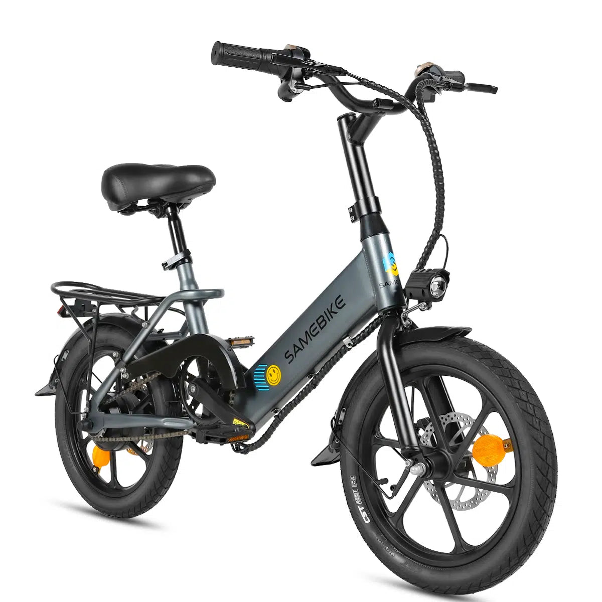 Vélo électrique urbain compact SAMEBIKE V6 noir et rouge avec cadre aluminium