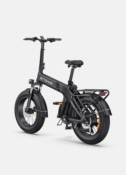 Fatbike ep-2 boost noir batterie amovible 48v autonomie 120 km porte bagage et pare boue vue arrière gauche