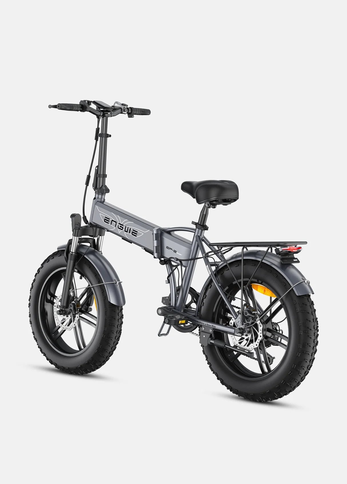 Vélo électrique pliable ENGWE EP-2 boost 250W avec pneus Fat 20x4.0 vue arrière de coté gauche