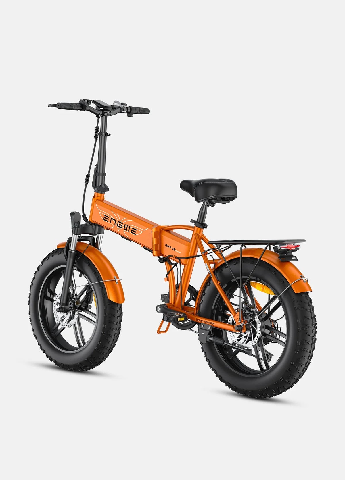 Vélo électrique pliable ENGWE EP-2 boost 250W avec pneus Fat 20x4.0 vue arrière de coté gauche