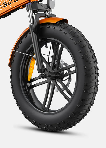 Vélo électrique pliable ENGWE EP-2 boost 250W avec pneus avant Fat 20x4.0 et fourche hydraulique.
