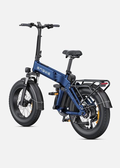 Vélo électrique pliant puissant 90 Nm Engine Pro 3.0 Boost bleu marine usage urbain et off-road vue arrière gauche