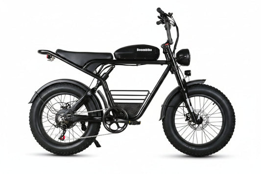 Fatbike électrique Boombike S10 pneus larges 20 pouces avec porte-bagage sur cadre, vue latérale droite