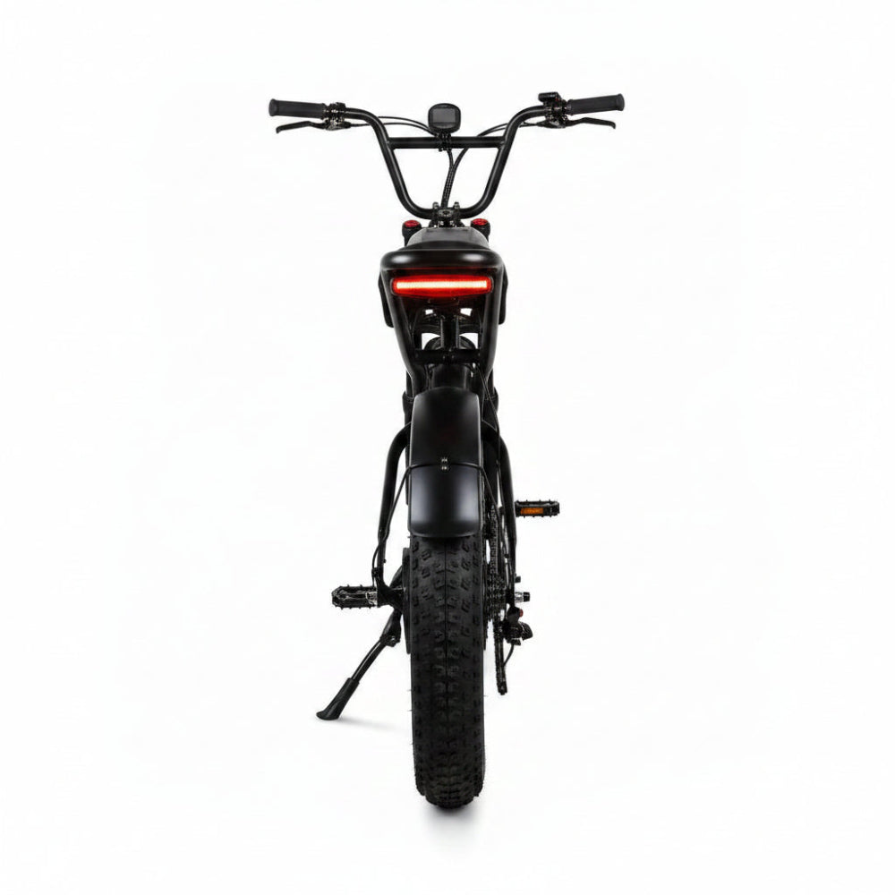 Ebike Boombike S10 vue de face arrière éclairage LED, sur béquille et pare-boue