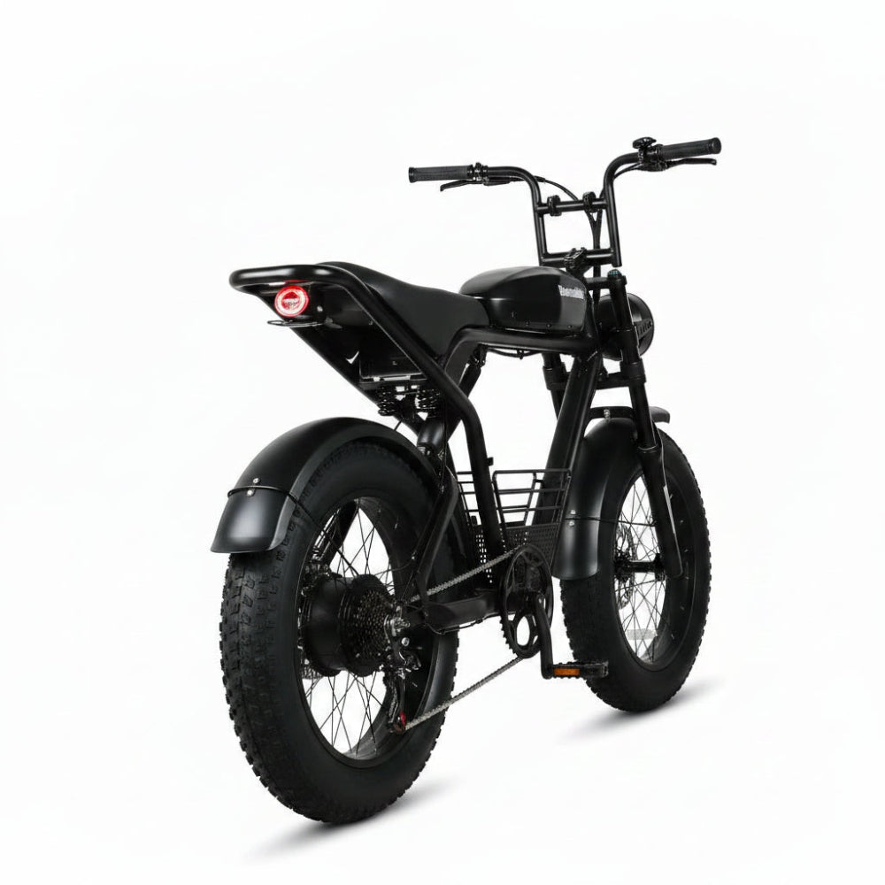 Fatbike électrique K10 2000W double moteur 52V double batterie vue arrière de coté droit