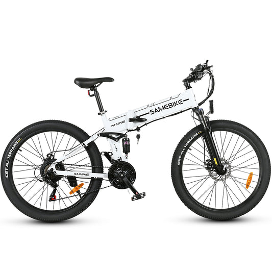 SAMEBIKE LO26-II-YD blanc vélo électrique pliant tout-terrain 26 pouces à double suspension