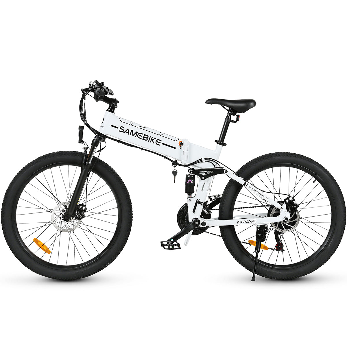 Vélo électrique SAMEBIKE LO26-II-YD blanc avec écran LCD couleur et éclairage LED