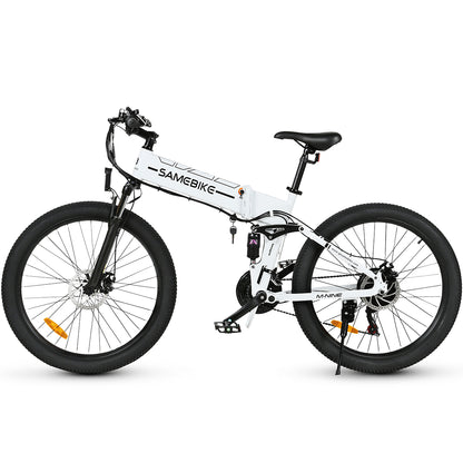 Vélo électrique SAMEBIKE LO26-II-YD blanc avec écran LCD couleur et éclairage LED