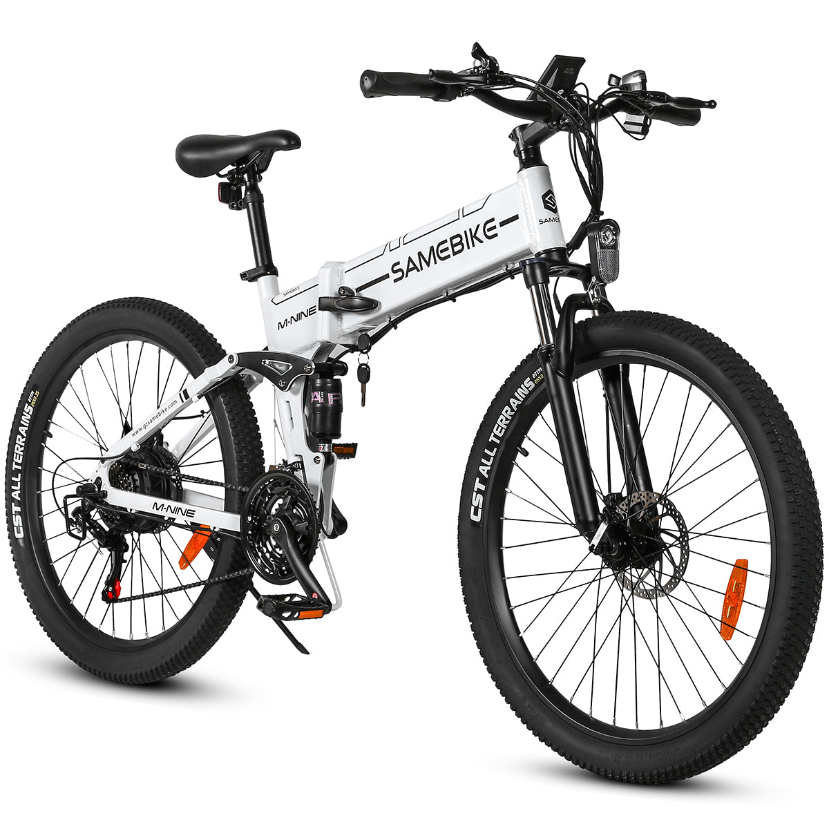 SAMEBIKE LO26-II-YD blanc vélo électrique tout-terrain pliable avec pneus CST 2,35 pouces