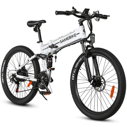 SAMEBIKE LO26-II-YD blanc vélo électrique tout-terrain pliable avec pneus CST 2,35 pouces