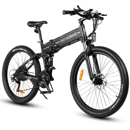 Vélo électrique SAMEBIKE LO26-II-YD noir pliant avec double suspension avant et arrière
