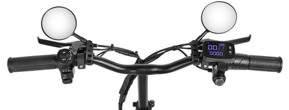 Guidon du Vélo électrique pliant compact 14 pouces YINYU14 noir avec rétroviseurs et compteur digital lcd