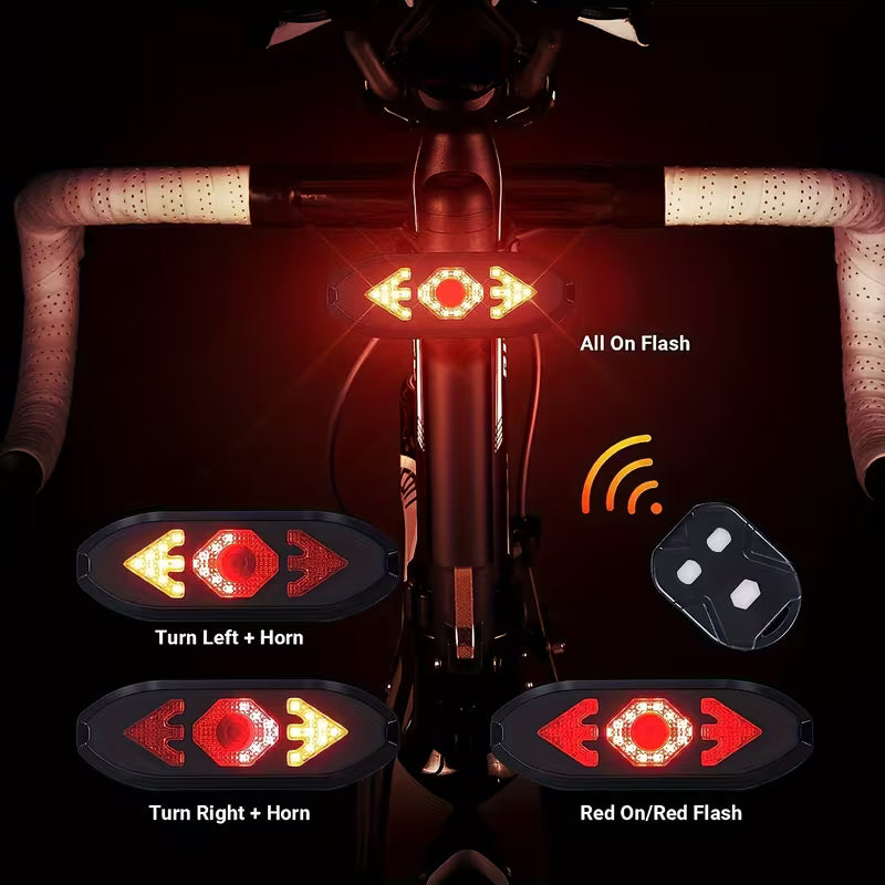 Feu Arrière Vélo Électrique avec Clignotants et Télécommande