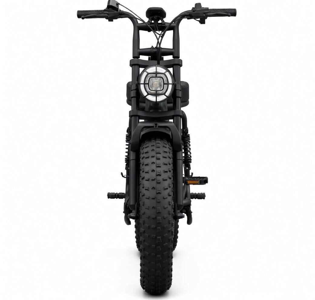 SAIBIKE R7 noir Fat bike tout terrain double suspension 48V 15Ah 750W vue de face