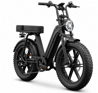 SAIBIKE R7 noir Fat bike tout terrain double suspension 48V 15Ah 750W vue de coté droit