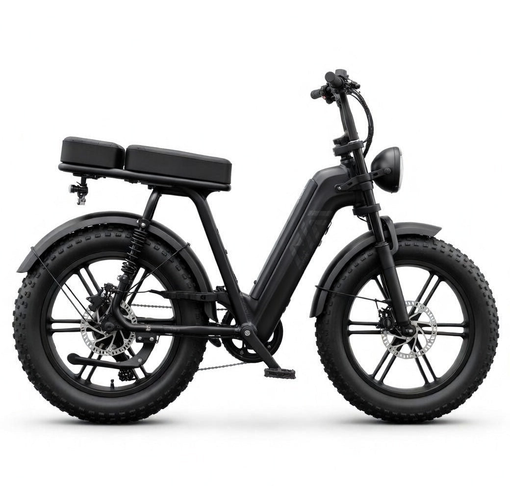 SAIBIKE R7 noir fat bike puissant 750W frein hydraulique autonomie longue vue de profil droit
