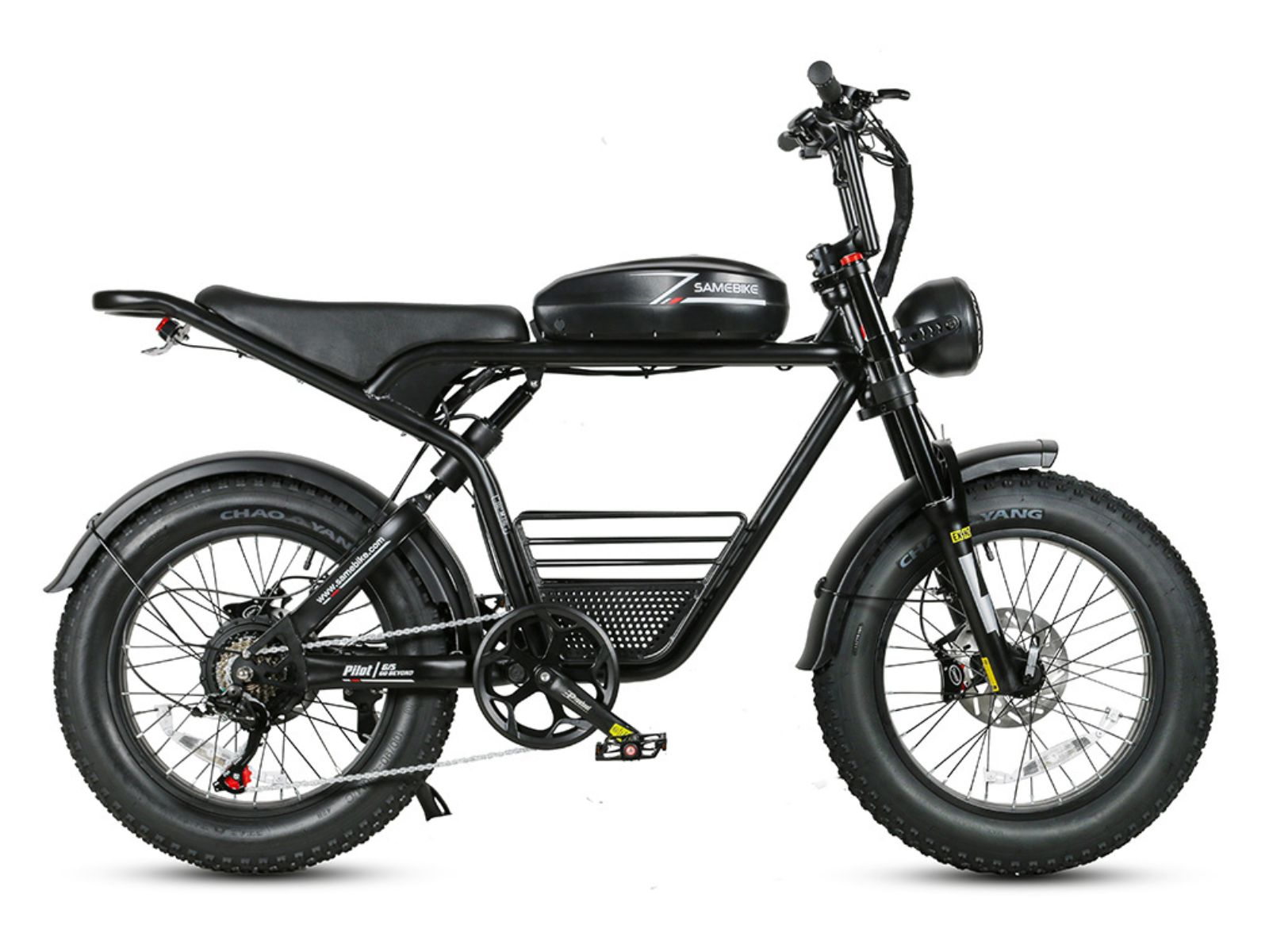 Double suspension du SAMEBIKE M20 avec fourche avant réglable et amortisseur arrière