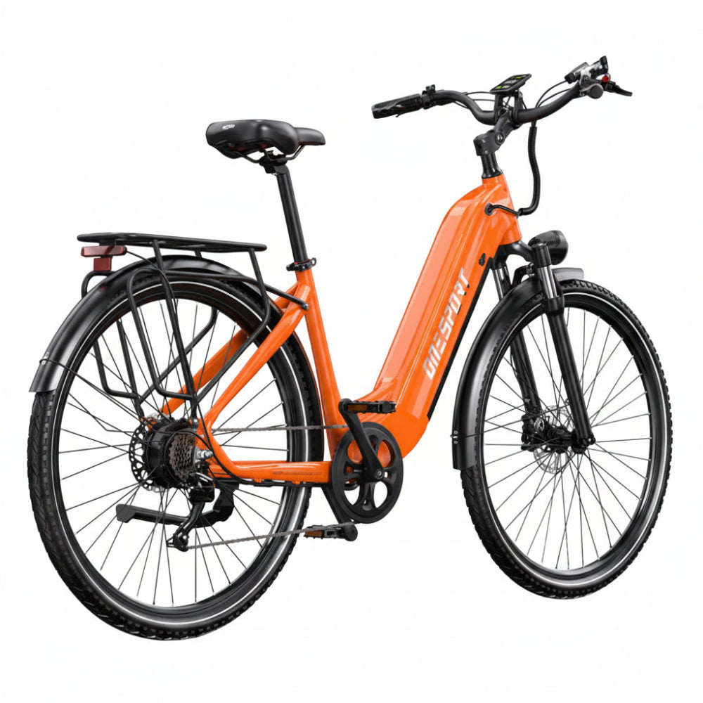 ONESPORT OT05 PRO orange vue arrière de coté droit E-VELO