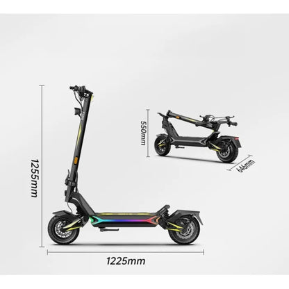 Dimensions pliée et dépliée de la Trottinette OOTD SR1 E-VELO