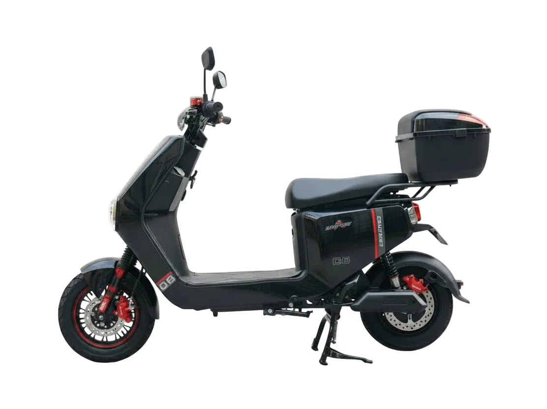 Scooter électrique VESLA Q8 PRO 500W 48V moteur brushless batterie lithium 40Ah 60Ah autonomie 120 km vitesse 50 km/h scooter urbain vue de profil gauche