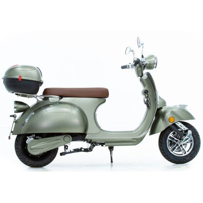 Scooter électrique rétro style Vespa 1200W – 60V 20Ah – 45 km/h vue de profil  droit