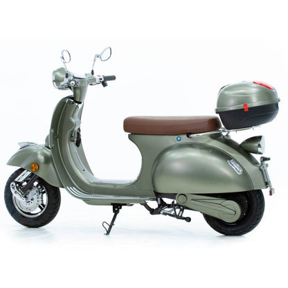 Scooter électrique rétro style Vespa 1200W – 60V 20Ah – 45 km/h vue de profil gauche